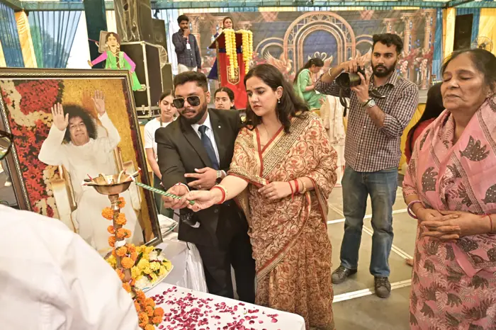 Lighting the lamp at the inauguration